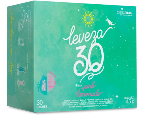 Chá Leveza - 30 Sachês - Sabor Pink Lemonade - Clinicmais