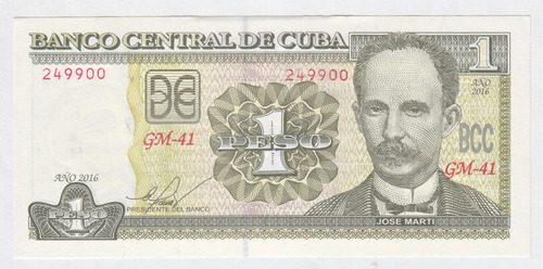 Billete Cuba 1 Peso 2016 Unc Nuevo (c85)