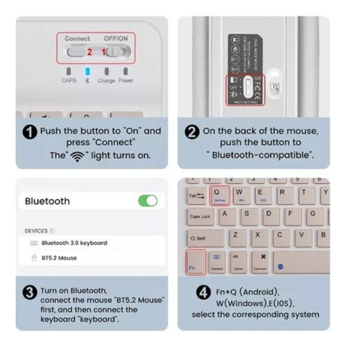 Combo Teclado Y Mouse Mini Inalámbricos Android Ios, Windows