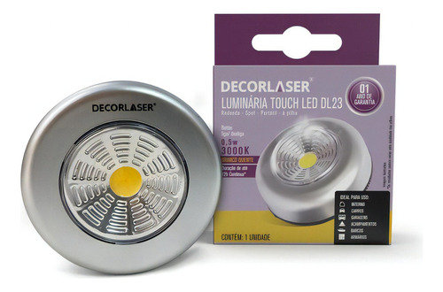 2 Mini Luminaria De Emergencia E Móveis Led Button C/3pilhas Cor Cinza Branco Quente