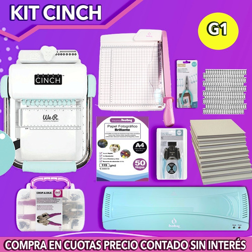 Kit Encuadernadora Cinch Redonda + Herramientas + Insumos G1