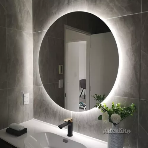 Lampara Luz Led Pared Espejo 4mm Baño 80 Cm Redondo Moderno