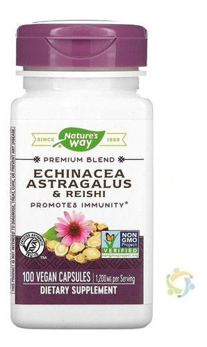 Equinácea, Astragalus E Reishi 1.200 Mg 100 Cápsulas