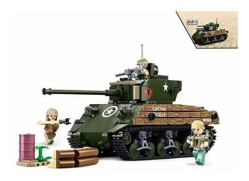 Figura De Bloques - 2 Tanques De Guerra + 4 Soldados + Armas