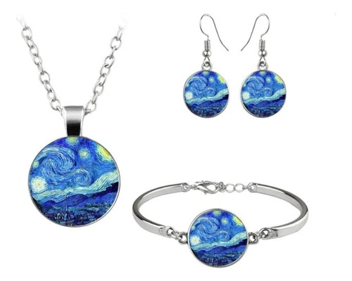 Collar+aretes+pulsera Van Gogh Noche Estrellada