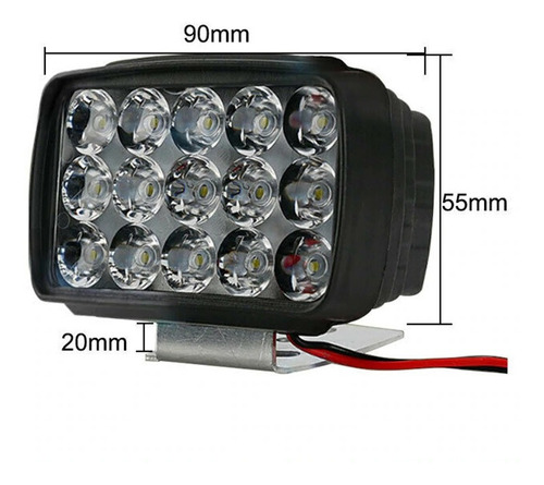 Imagen 4 de 4 de Faro Led 20 Watt 15 Led Moto Carro Super Blanco 6000k Hid