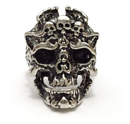 Anillo Cráneo Skull Demonio Ajustable Plateado Aleación