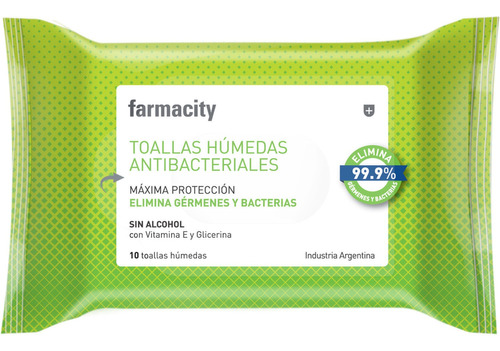 Toallas Húmedas Farmacity Antibacteriales X 10 Un