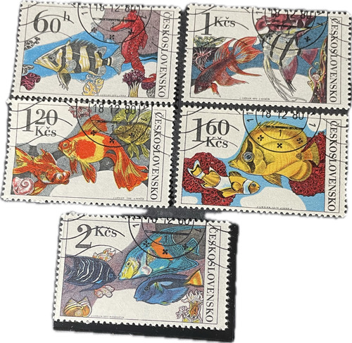 Serie De Estampillas De Checoslovaquia 1975 Peces