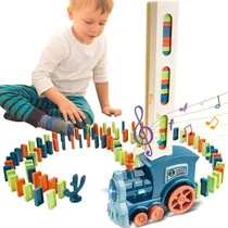 Comprar Juego Para Niños Tren Dominó Vehículos De Juguete 60 Color Azul Personaje Azul