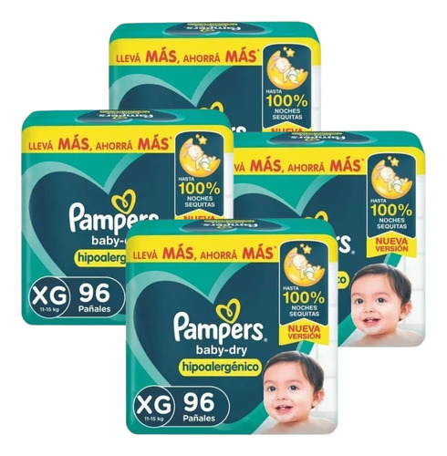 4un Pañales Pampers Baby-dry  Xg 96 u