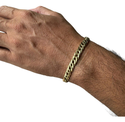 Pulseira Nil Elo Duplo Ouro 18k 750 21 Cm 8 Mm