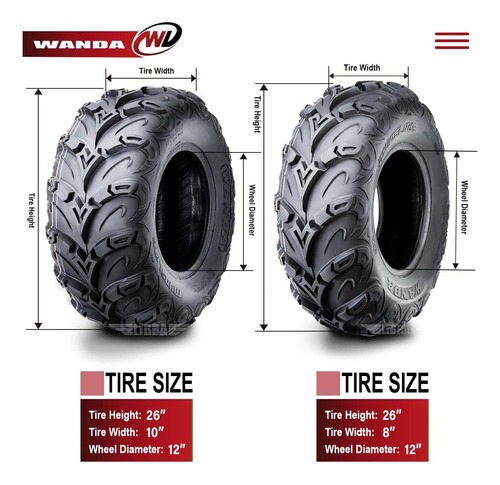 26x8r12 & 26x10r12 Radial Atv Tire Set For 06-17 Can-am Ugg