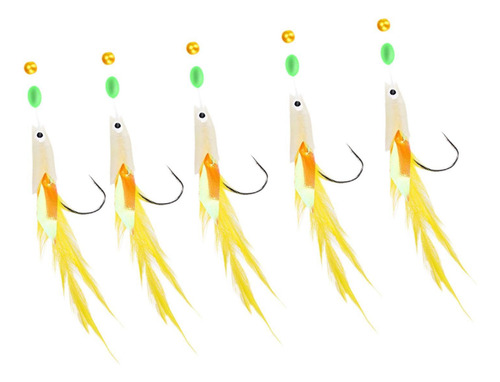 5 Piezas De Pesca Marina Ganchos De Cuerda De Amarillo