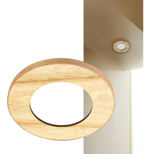 Aro Decorativo Para Panel Led 6w De Embutir 14x1cm Madera