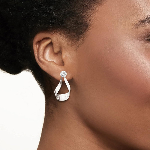 Pendientes Moño Colgantes Cinta De Plata Ley De Ross-simons