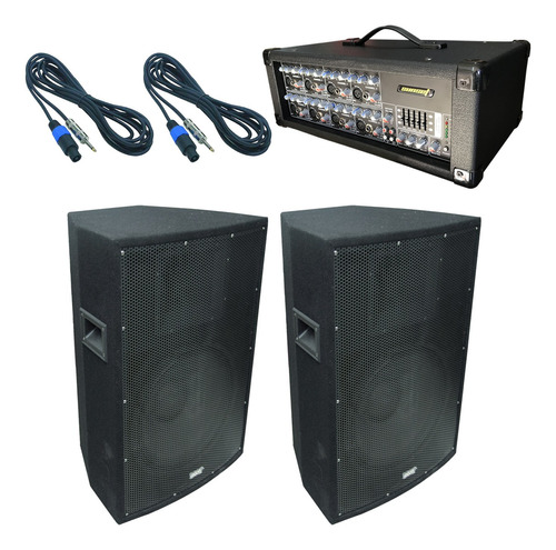 Combo Sonido Consola Potenciada Cajas De 15 Pulgadas