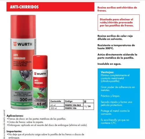 Aditivo En Spray Antiruido Para Frenos Würth