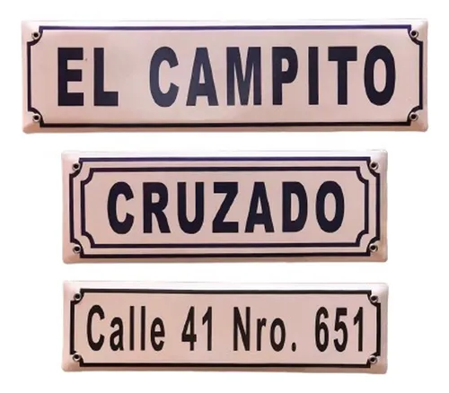 comprar Cartel Tranquera Chapa Hierro Enlozada Doble Marco 8x30 Cm.