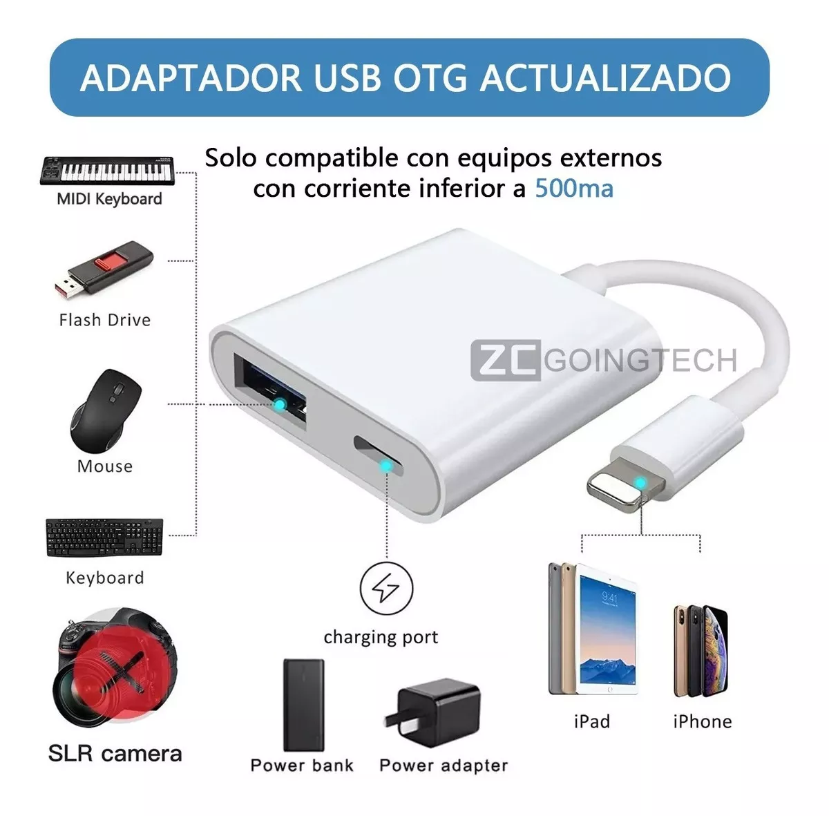 Primera imagen para búsqueda de adaptador usb para ipad