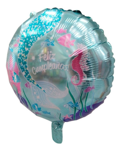 Globo Metalizado Sirena 18p Decoración Cumple Rosa Cotillon