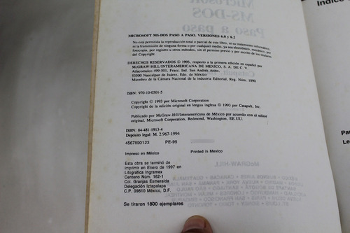 L3832 Microsoft Ms Dos -- Paso A Paso Curso Oficial De Micro (Usado)