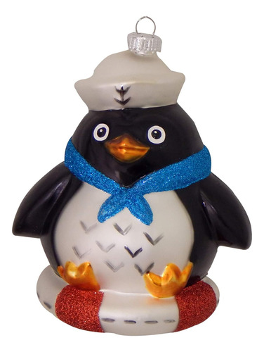 Adorno Navideño De Pingüino Naval Sin Costuras Del Di...