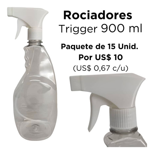 Envase Spray Rociador Aspersor 900 Ml Ideal P/ Alcohol Cloro