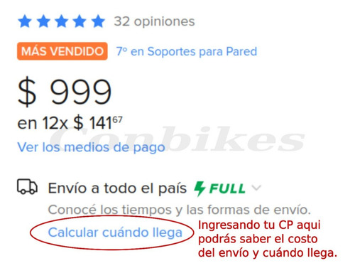 Imagen 10 de 10 de Soporte De Pared Para Colgar Bicicletas Vertical Nayres.ar
