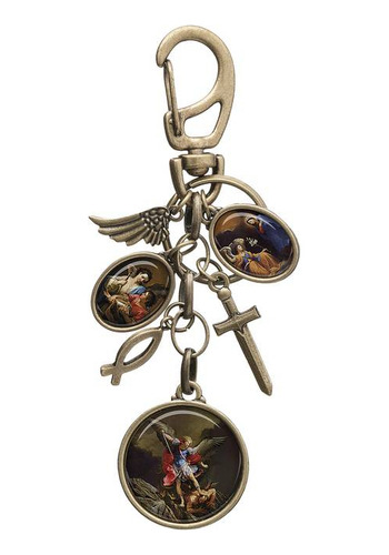 Chaveiro Proteção Dos Três Arcanjos Metal Com Mosquete