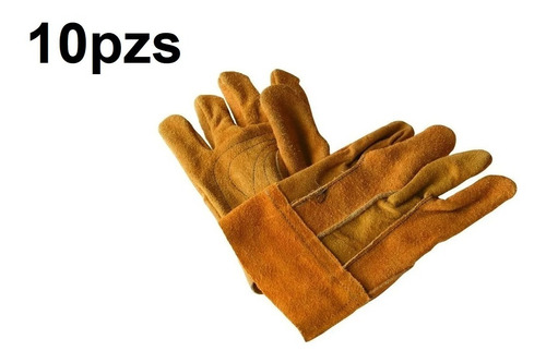 10pzs Guantes De Carnaza Largos Para Soldador O Herrero