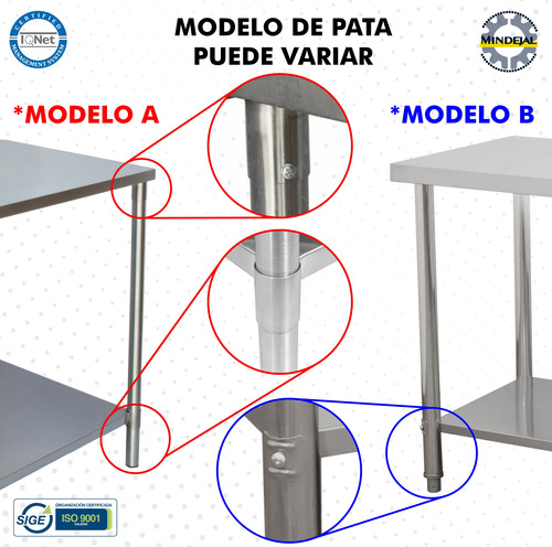 Charola Mesa A Pared De Acero Inoxidable 120x60x85 Cm