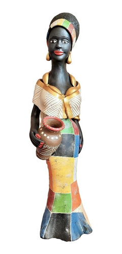 Imagem 1 de 9 de Boneca Africana Saia E Faixa Coloridas Artesanato Caruaru