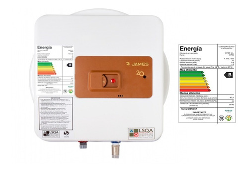 Termotanque James 20 Lts. Cobre Línea Prisma - Laser Tv