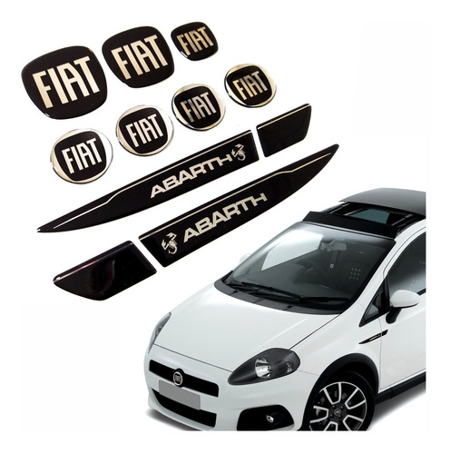9  Emblemas Fiat Abarth Punto Adesivos Resinado Kit Res18