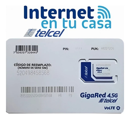 Chip Telcel Ilimitado Para Modem Casa Hogar 4 Y 5 G Lte