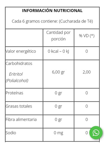 Erylite Natier Endulzante A Base De Plantas 250gr Artesanal