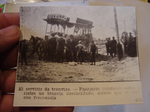 Antigua Fotografia Tranvia Descarrilado Ferrocarril 9x10cm