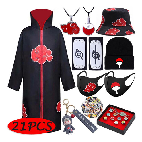 Naruto Anime Akatsuki Kit De 21 Accesorios De Bata De Ropa