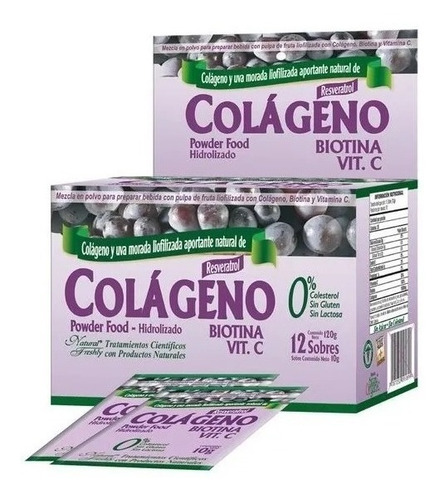 Colágeno Hidrolizado Sabor Uva Caja  12 Sobres