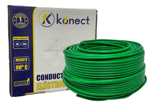 Cable Electrico Cca Calibre 14 Verde Rollo 100m Konect