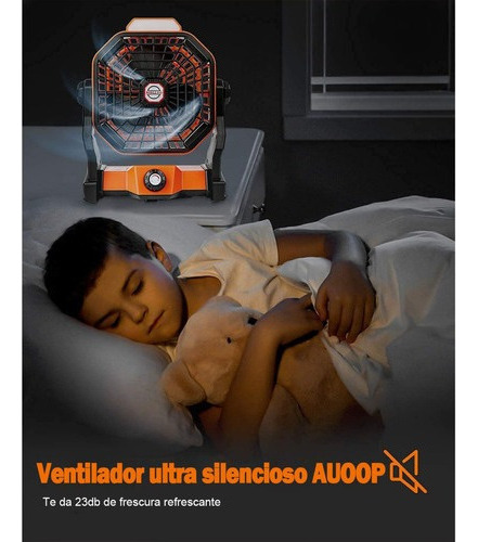 Ventilador De Camping Portátil Con Control Remoto Lámpara Le
