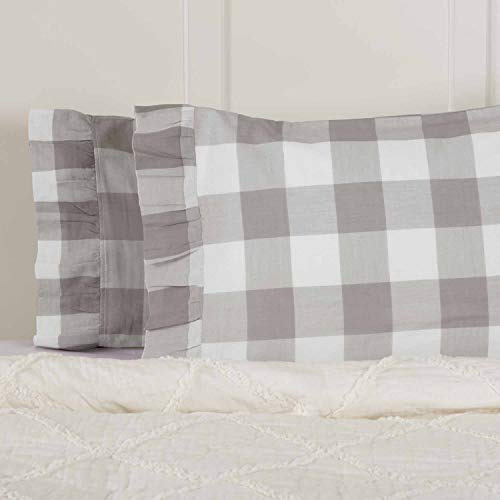 Funda Almohada Cuadros Gris Tamaño King, Set 2, 21  X 37