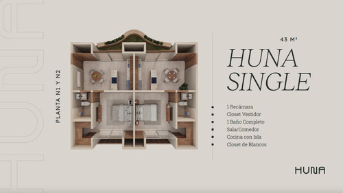 Departamento(huna Single) En Venta En Huna, Cholul