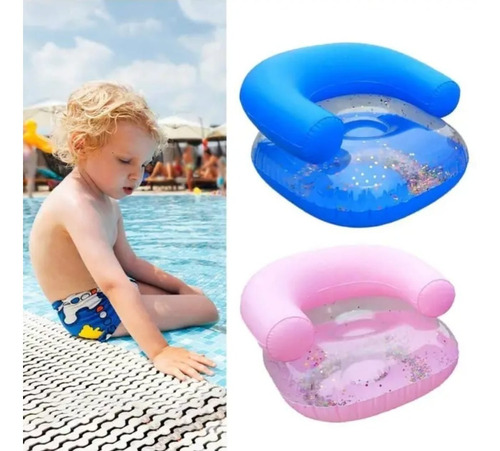 Sillon Inflable Camping Piscina Con Glitter Flotador