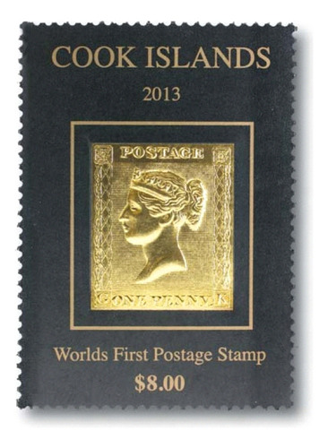 Postage Stamp Mint, Gold Embossing, Islas Cook 22 Kilates 