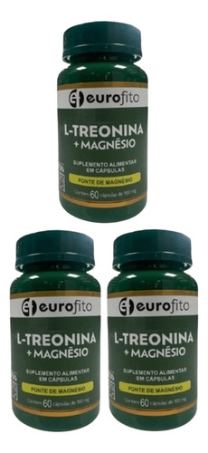 Kit 3 Suplemento L-treonina+magnesio 60 Caps - Eurofito