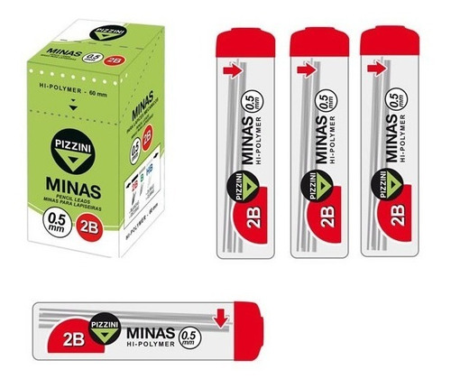 Minas Pizzini Para Portaminas 0,5mm 2b X 12u Caja X 12 Tubos