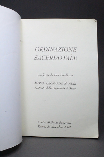 Ordenanza Sacerdotal Mons. Leonardo S Trilingüe 2002 Bg7 (Usado)