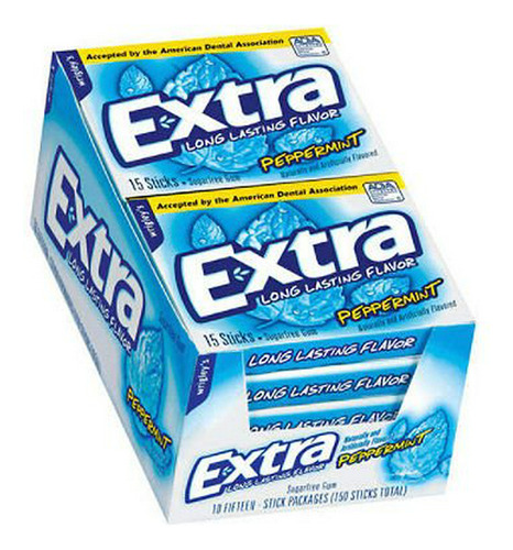 Chicle - Chicle - Extra Peppermint - 15 Piece Pks. - 10 Ct. 